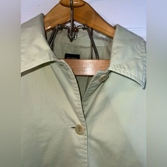 Eileen Fisher Keylime Green Cotton Water Resistant Jacket Size Large EUC - Picture 5 of 10